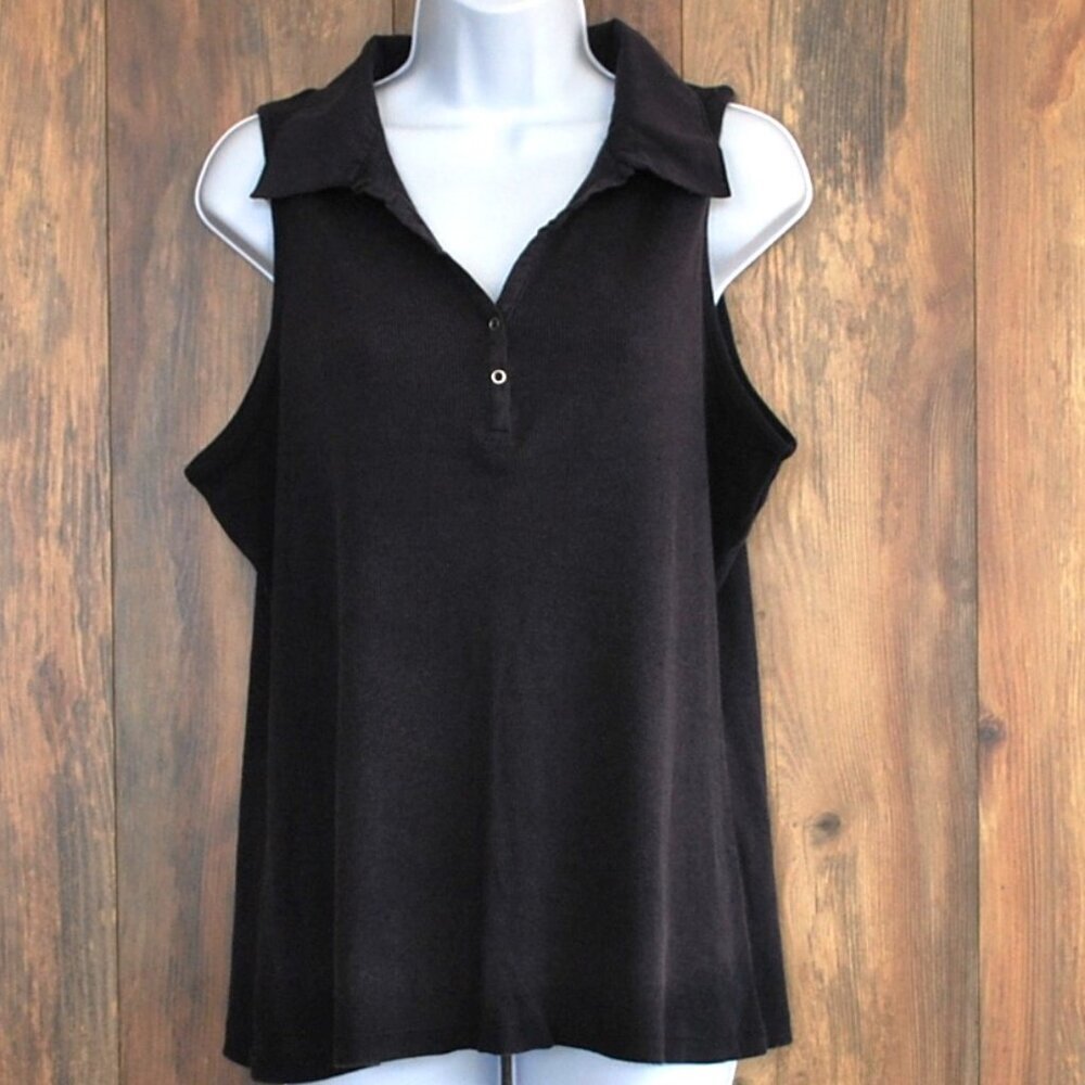 Extra Touch Women's Dark Purple Plus Size Collar Tank Top 2X